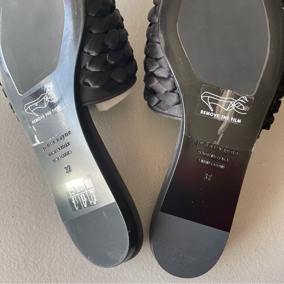 Jenni Kayne Silk Braided Black Mules / Slide Flats EU37 US7 Made in Italy - Picture 7 of 11